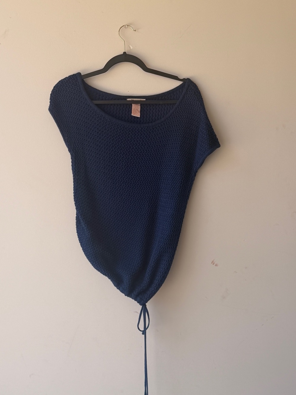 Tulle Blue Textured Knit Top with Scoop Neck